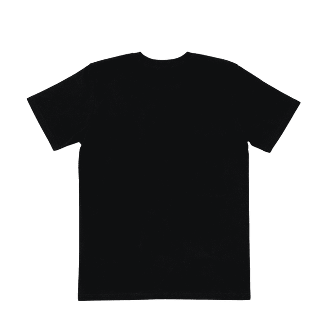 A black classic tee featuring a simple, unembellished design with a crew neck and short sleeves.
