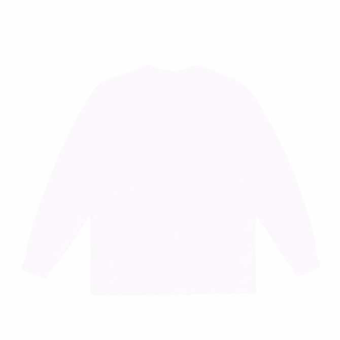 A long sleeve tee in a plain white design, featuring a logo on the front.