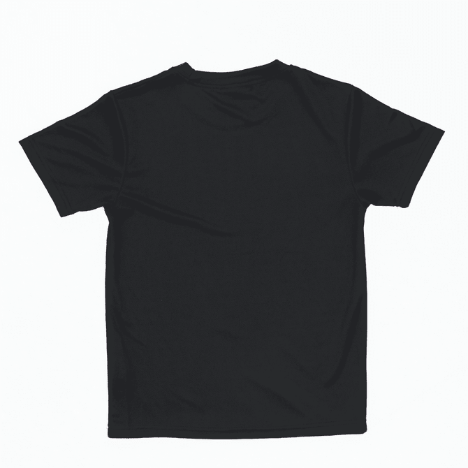 A black Youth Core Tee with a simple design and no visible branding on the back.