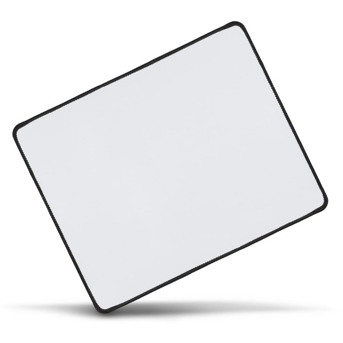 A rectangular mouse mat in white with a black border, designed for office and business use.