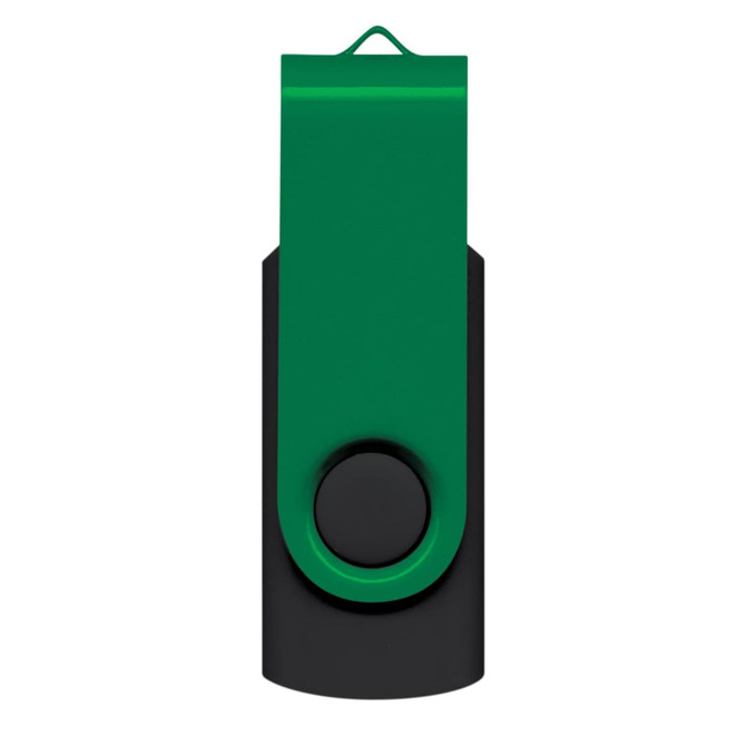A Helix 4GB Mix & Match Flash Drive featuring a green and black design.