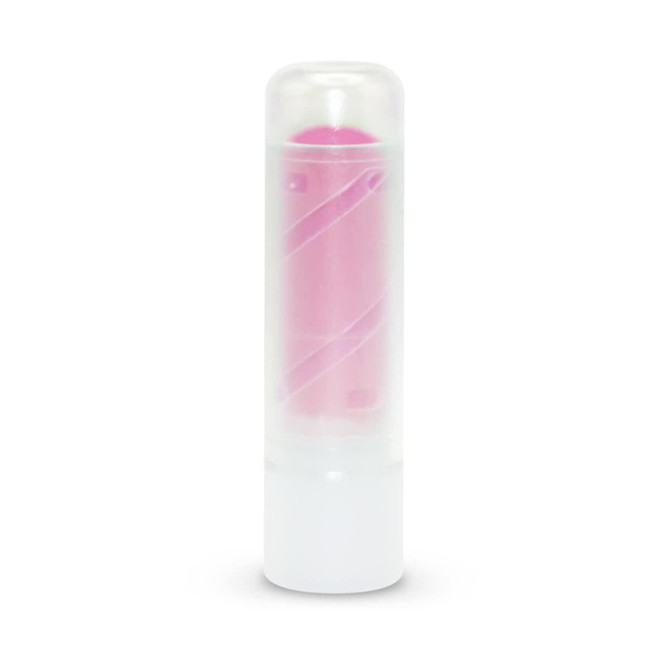 A cylindrical Zinc Stick product in a clear container, featuring a pink stick inside and a white base.