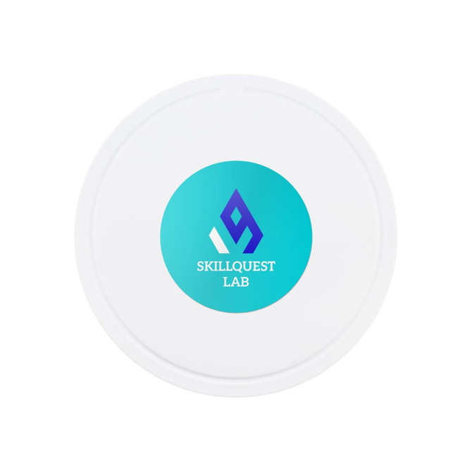 A white circular game disc featuring a blue and teal logo with the text "Skillquest Lab."