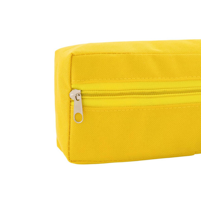A yellow utility case with a zippered compartment, featuring a textured fabric surface.