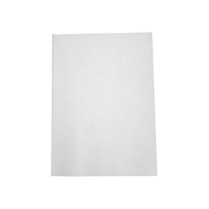 A5 journal cover in plain white, featuring a smooth, sleek design and containing a logo.