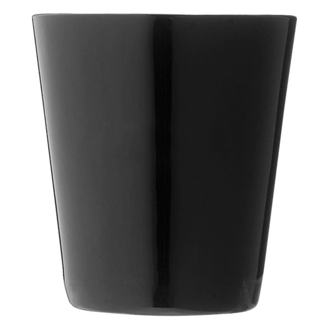 A black scented candle in a sleek, modern holder. The design is simple and elegant, suited for home décor.