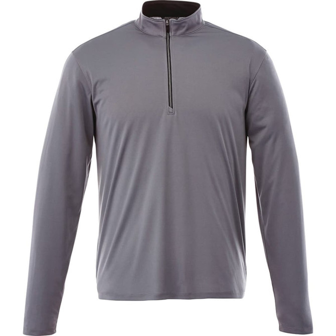 A grey quarter zip track jacket for men featuring long sleeves and a stylish collar. Branding is present.