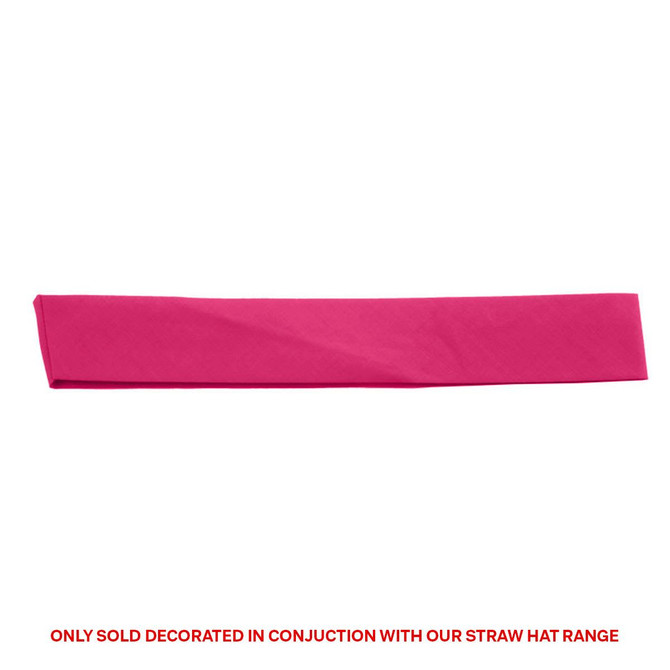 A pink cotton hatband featuring a logo, designed as a clothing accessory.