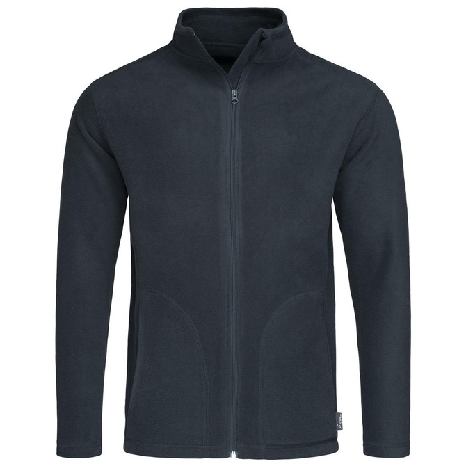 A dark green men's active fleece jacket with a zip closure and side pockets. It features a logo on the front.