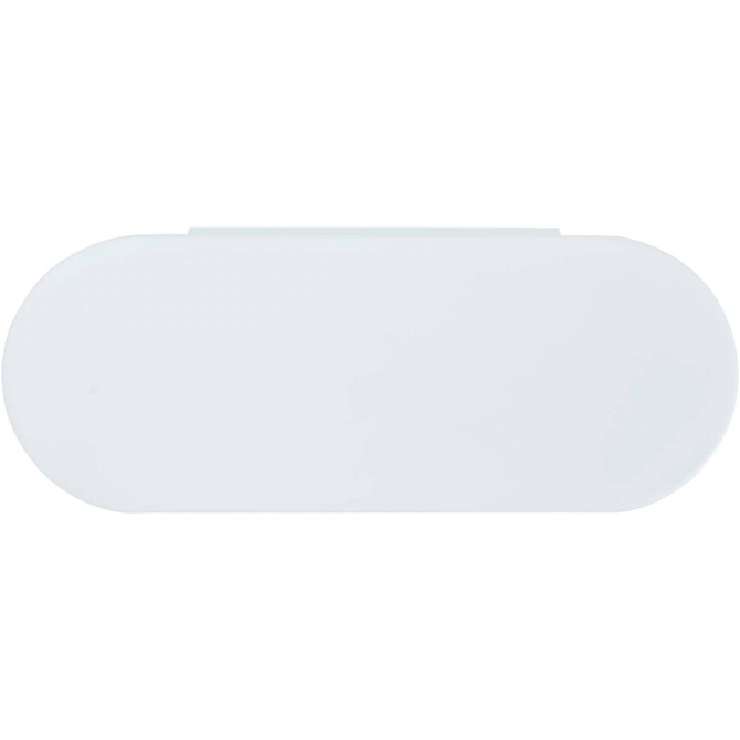 A white oval case containing a Beautix Manicure Set with various nail care tools inside.