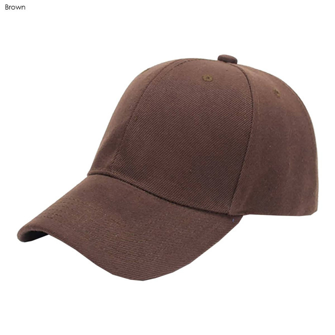 A brown six-panel heavy cotton cap featuring a curved brim and a plain design. It includes a logo on the front.
