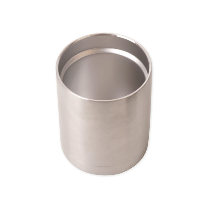 A drink bottle that is a 10oz stainless steel tumbler with a smooth, metallic finish and no visible branding.
