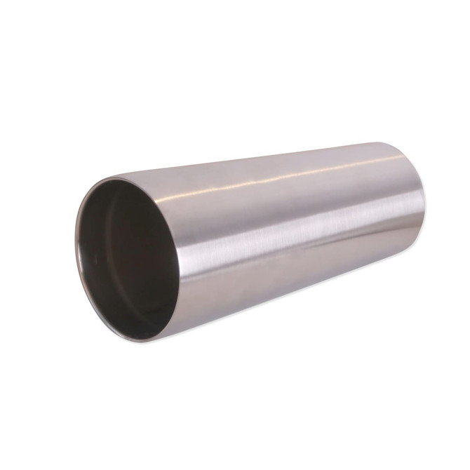 A drink bottle made of stainless steel with a sleek, silver finish and a smooth, rounded design. It has a logo.