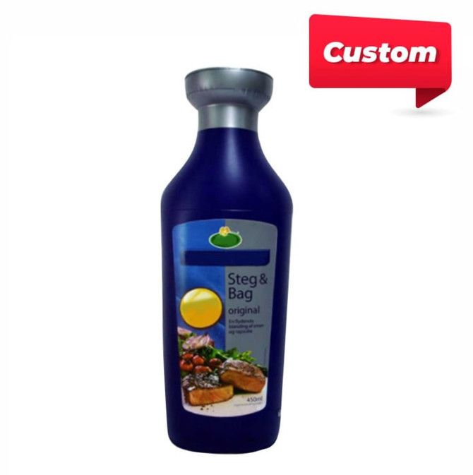 A drink bottle with a blue body, silver lid, and a logo, designed for promotional use.