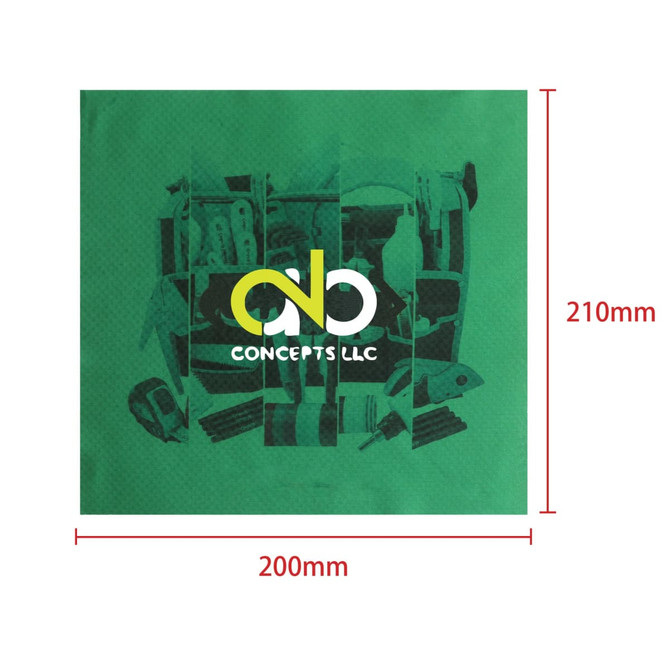 A green 3-in-1 microfibre cleaning mouse pad with various cleaning tool designs and a logo in the centre.