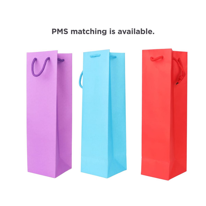 A drink bottle bag in purple, blue, and red, featuring handles and a logo.