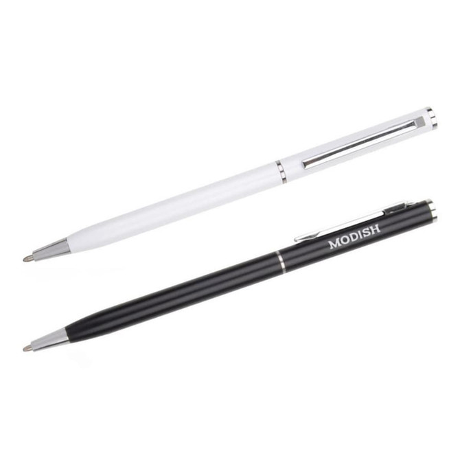 A black and white Aluminium Cross Pen set featuring sleek designs and a branding logo.