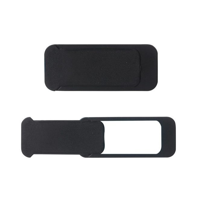 A black upgraded tablet webcam cover featuring a sliding design, with a simple and sleek appearance.