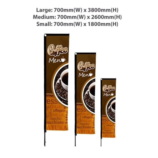 Three rectangular banners featuring a coffee theme, with colours of brown and cream, and a logo on each.