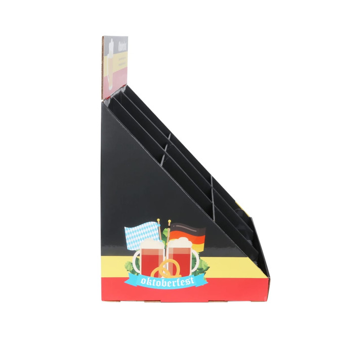 A black counter display with nine slots, featuring Oktoberfest-themed graphics and colours.