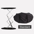 A black display counter with a collapsible frame and a carrying bag. The counter features a smooth top surface.