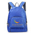 A blue backpack with a textured design, featuring a front pocket and padded shoulder straps. It has a logo on the front.