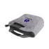 A grey felt cooler bag with a handle, featuring a logo on the front.