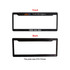 A plastic licence plate frame in black, featuring a logo on the front and a plain back. Suitable for specific plate sizes.