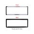 A plastic licence plate frame in white and black, featuring a logo and text on the front and a plain back.
