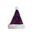 A plush Santa hat in purple with a white fur trim and a pom-pom at the top. It features a logo.