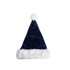 A plush blue Santa hat with a white fur trim and a pom-pom on top.