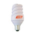 A white spiral-shaped lamp stress reliever with a silver base and a branding logo.