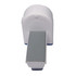 A white and grey stress reliever shaped like a scanner machine, featuring a flat base and rounded top.