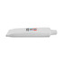A white, toothpaste-shaped stress reliever with a textured surface and a branding logo.