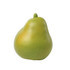 A green pear-shaped stress reliever with a smooth finish, featuring a small stem at the top.