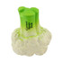 A cauliflower-shaped stress reliever in white and green, featuring an attached logo on the top.