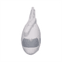 A helicopter-shaped stress reliever in white and grey with a logo on the side.