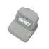 A grey computer-shaped stress reliever with a keyboard design and a logo on the screen area.