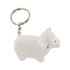 A white sheep-shaped stress reliever attached to a metal keyring.