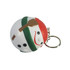 A snowman-shaped stress item with a keyring, featuring red and green accents and a smiling face.