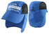 A blue legionnaire cap with a mesh back and a wide brim, featuring a logo on the front.