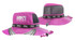 A pink fishing slouch hat featuring mesh panels, a chin strap, and a logo band.