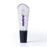 A clear aerator with a black base, featuring a logo on the side, designed for home use.