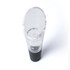 A clear and black Vinifera Aerator with a sleek design, featuring a curved opening and small aeration bubbles inside.