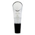 A clear aerator with a black base for enhancing wine's flavour, featuring a sleek design and branding.