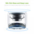 A clear Bluetooth speaker with a transparent casing, showcasing a Hi-Fi passive radiator for deep bass and rich sound.