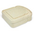 A light beige sandwich box with a textured surface, featuring a rounded lid and a compact design.