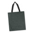 A green tote bag with a textured pattern and black handles. It features a logo on the front.