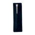 A black velour sleeve with a silver pen partially visible inside, featuring a logo on the exterior.