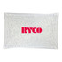 A clear cooling pack filled with small beads, featuring a logo in bold pink.